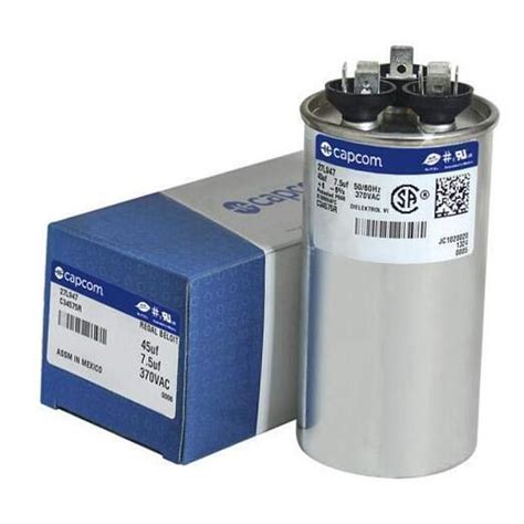 Featured Product American Standard - 45 + 7.5 uF MFD x 370 VAC Genteq Replacement Dual Capacitor Round # C34575R / 27L947