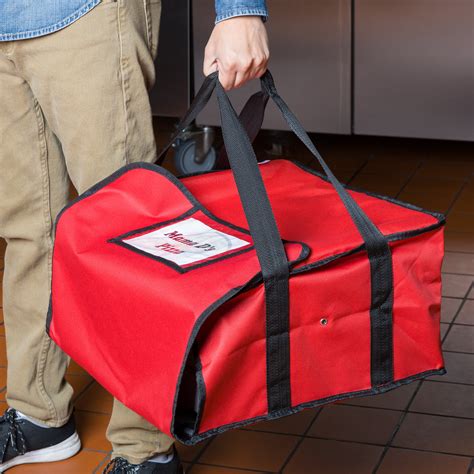 Featured Product Choice 20" x 20" x 12" Red Nylon Insulated Pizza Delivery Bag - Holds up to (6) 16" or (5) 18" Pizza Boxes