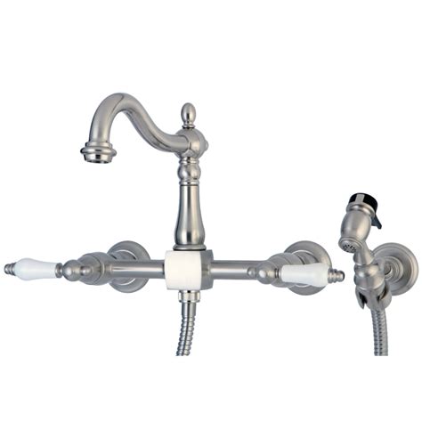 Kingston Brass KB1798PLBS Heritage 8-Inch Centerset Kitchen Faucet, Brushed Nickel