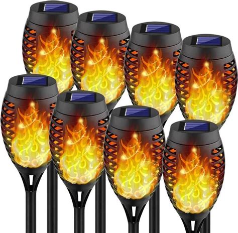 Get Discount Offer Kurifier Solar Lights Outdoor, 8Pack Solar Torch Light with Flickering Flame, Security&Waterproof/Festive&Romantic Decoration Landscape Mini Outdoor Lights for Yard, Patio, Garden-Auto On/Off Lighting