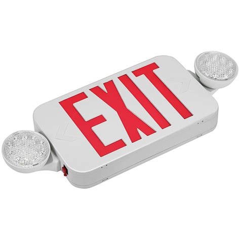 LIT-PaTH LED Combo Emergency EXIT Sign with 2 Adjustable Head Lights and Back Up Batteries- US Standard Red Letter Emergency Exit Lighting, UL 924 and CEC Qualified, 120-277 Voltage (2-Pack)