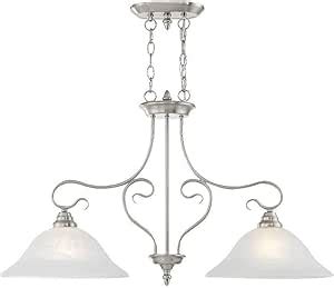 Livex Lighting 6132-91 Island Pendant with White Alabaster Glass Shades, Brushed Nickel