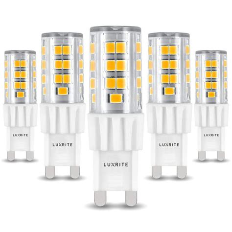 Luxrite G9 LED Bulb, 50W Equivalent, 550 Lumens, 3000K Soft White, Dimmable, 5W T4 Bulb, G9 Base - Chandelier Lighting, Sconce, Under Cabinet, Ceiling Fan, and Accent Lighting (5 Pack)
