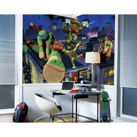 Exclusive Discount 60% Price RoomMates JL1297M Teenage Mutant Ninja Turtles Cityscape Spray and Stick Removable Wall Mural - 10.5 ft. x 6 ft.