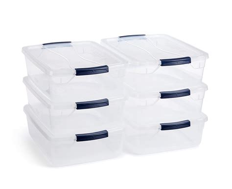 Rubbermaid Cleverstore Clear 16 QT Pack of 6 Stackable Plastic Storage Containers with Durable Latching Clear Lids, Visible Organization and Storage, Great for Classroom, Underbed, and Kitchen Storage