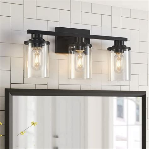 Super Brands TODOLUZ 3-Light Black Bathroom Vanity Light Fixtures Industrial Wall Sconce Lighting with Clear Glass Shade for Living Room Kitchen Bedroom