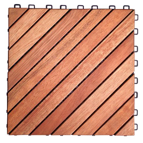 VIFAH V182 Interlocking FSC Eucalyptus Deck Tile 12-Slat Diagonal Design