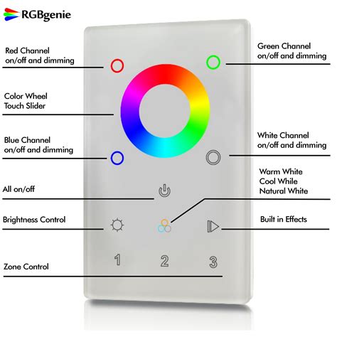 Zigbee Color Touch Panel Controller and Dimmer with Built-in Repeater. 3 Zone recall. Can control up to 30 Zigbee strip lights or bulbs. RGBW, Built-in Effects, Works with Hue. ZB-3008 (black)